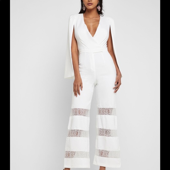 Chic Lavish Alice Lace Insert Cape Sleeve Jumpsuit - Picture 5 of 15